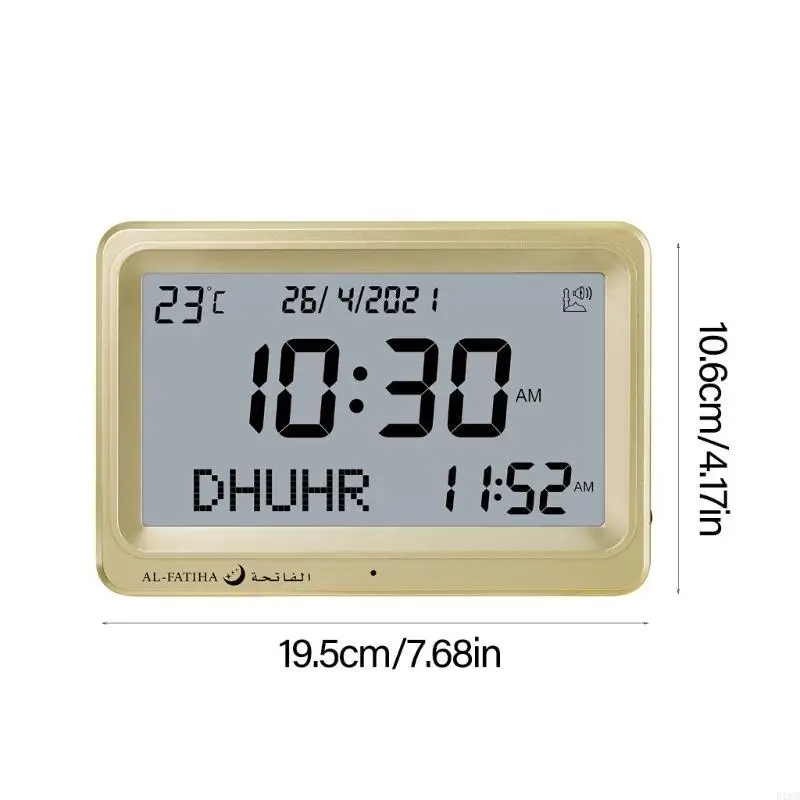 

R1WD Small Azan Time Clock with Double Speakers & Snooze Feature ABS LCD Azan Prayer Clock Simple Installation for Muslims