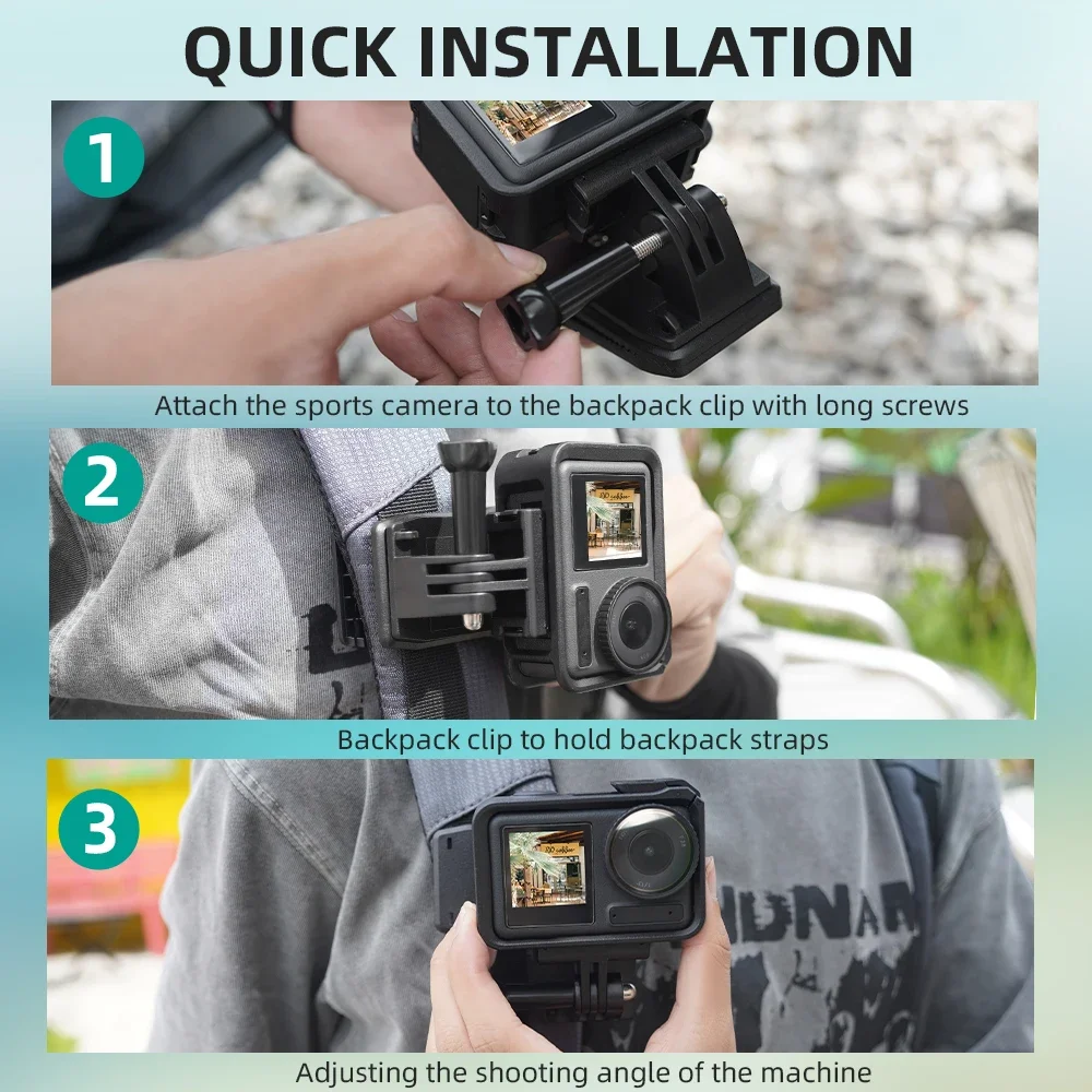 Зажим для рюкзака Flymile для спортивной камеры GoPro 13 12 11/Action 5 Pro, поворотный регулируемый ремень для рюкзака на 360 градусов, держатель-зажим