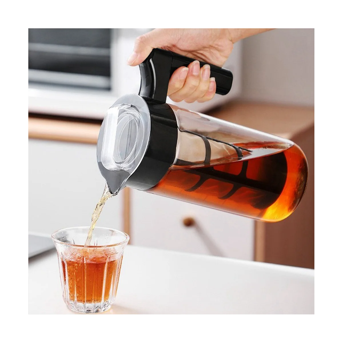 Caffettiera a freddo, caffettiera ghiacciata in vetro e infusore per tè con brocca a prova di perdite con filtro a rete