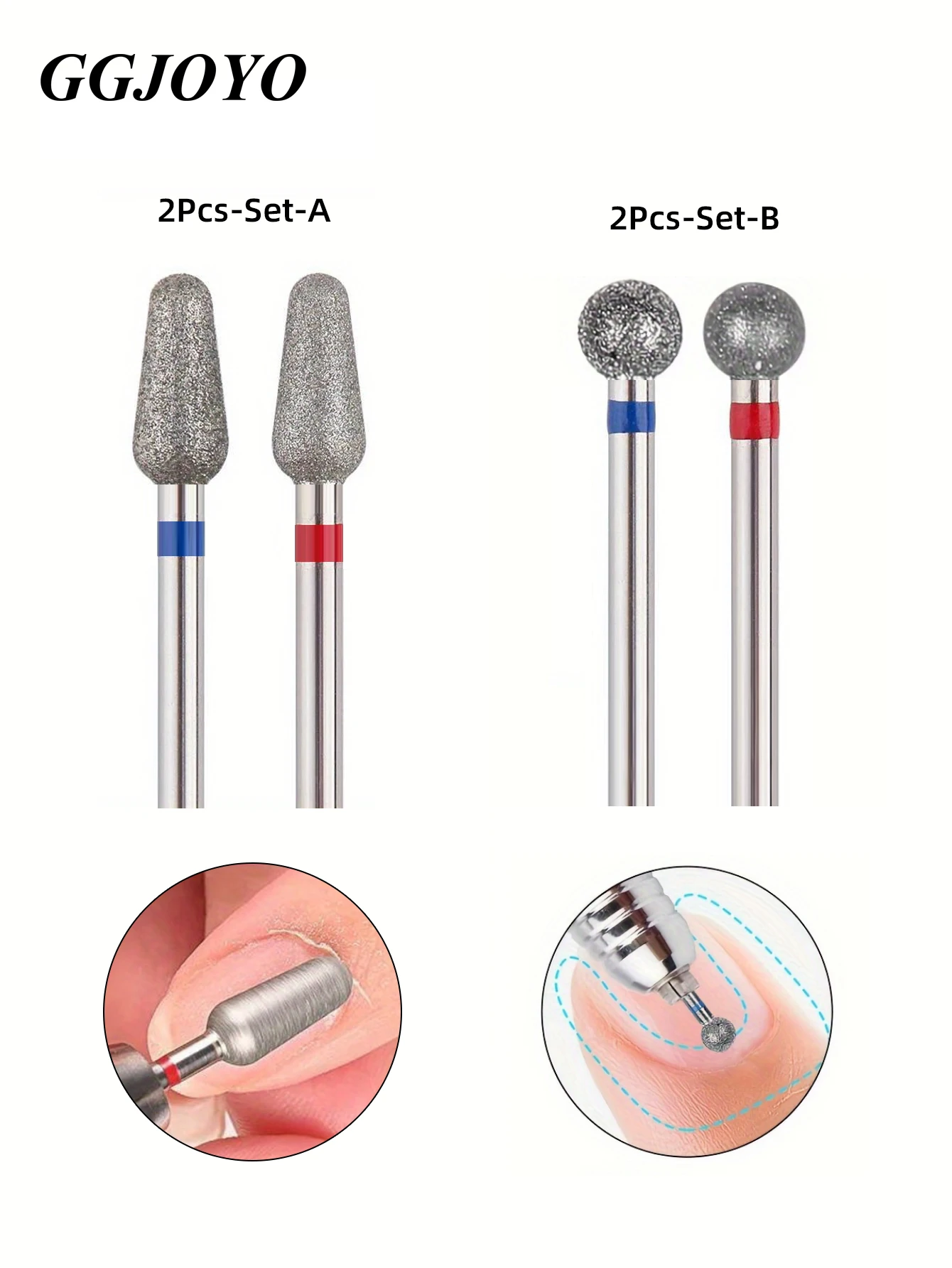 2Pcs Diamond Nail Drill Bits Carbide Conical Micro Cuticle Remover Bit for Under Nail Dead Skin Cleaning Cuticle Remove Nail Art