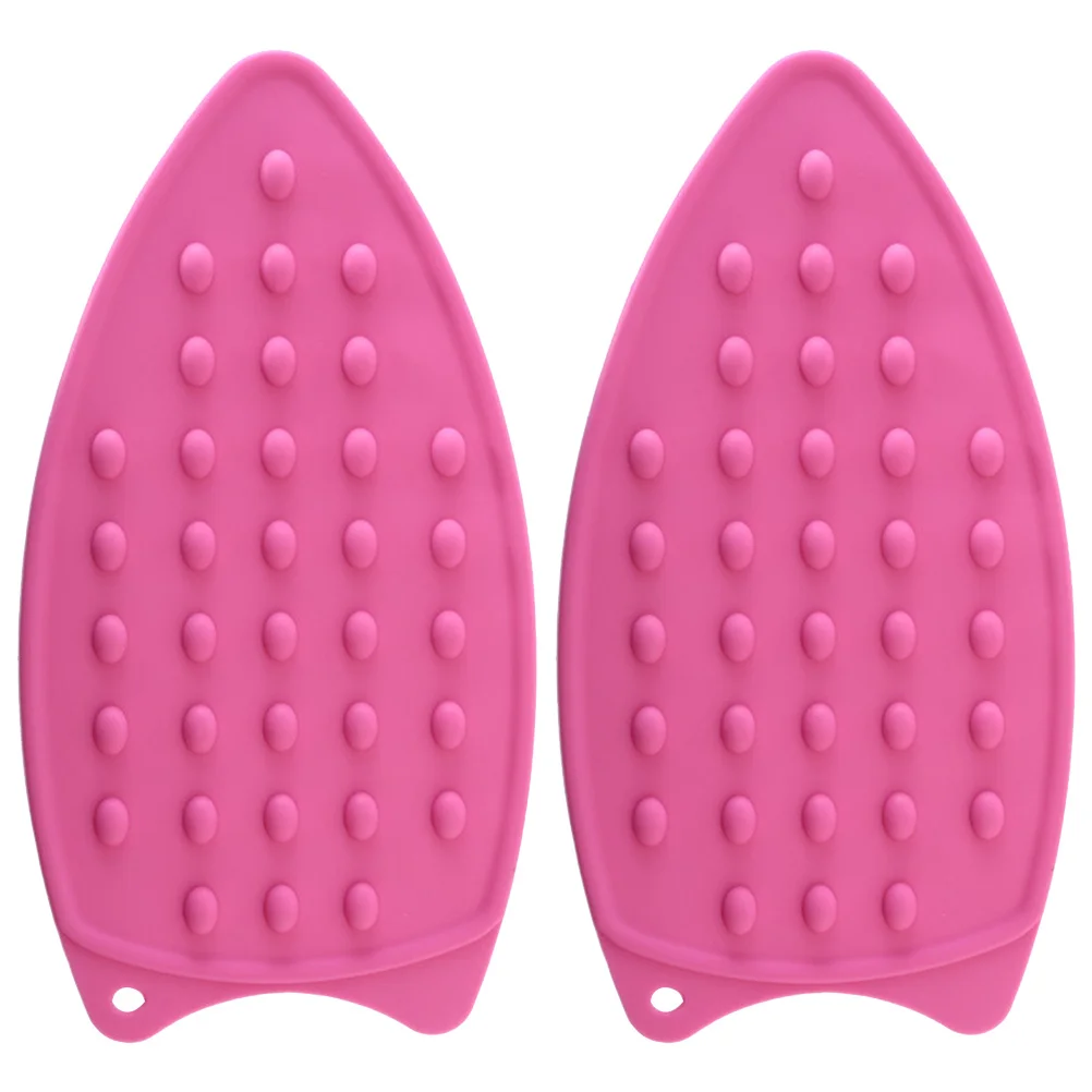 

2pcs Silicone Iron Mat Heat Resistant Non-Stick Insulation Pad For Flat Iron Rest Waterproof Anti-Slip Dots Surface Rosy Hair