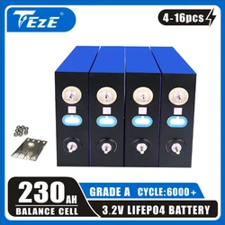 4-16pcs 3.2V 230Ah Lifepo4 Battery Class A Lithium Phosphate Batteri DIY 12V 24V 36V Cells for RV Wind Power System EU TAX-Free