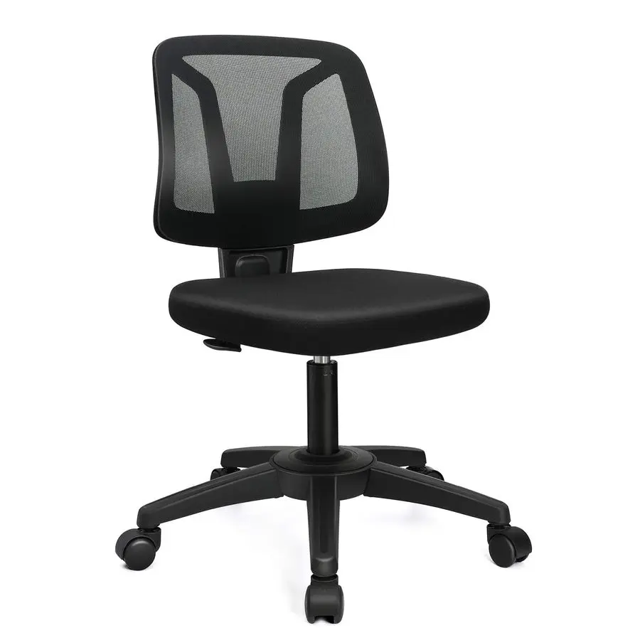 

Armless Mesh Office Chair Ergonomic Swivel Black Small Computer Desk Chair No Arms with Lumbar Support Height Adjustable Task C