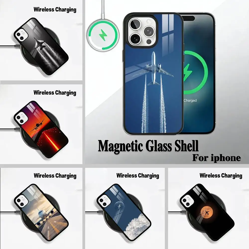 

Aircraft & Sky For IPhone17 16 15 14 13 12 11 Plus Pro Max Plus Wireless Charger Phone Case