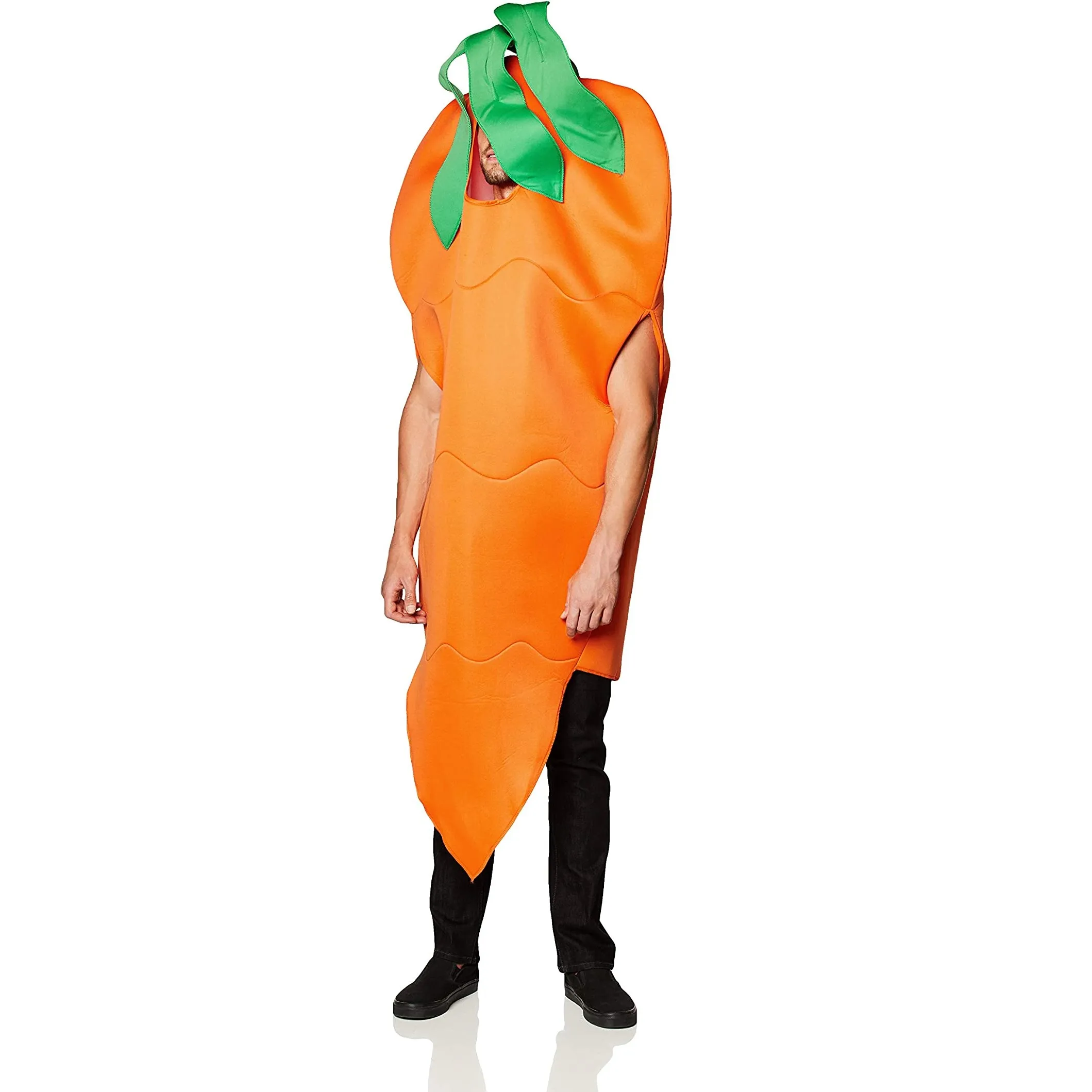 Disfraz de zanahoria de frutas y verduras para adulto, mono naranja de comida divertida para fiesta de Cosplay de Halloween, trajes de vestir