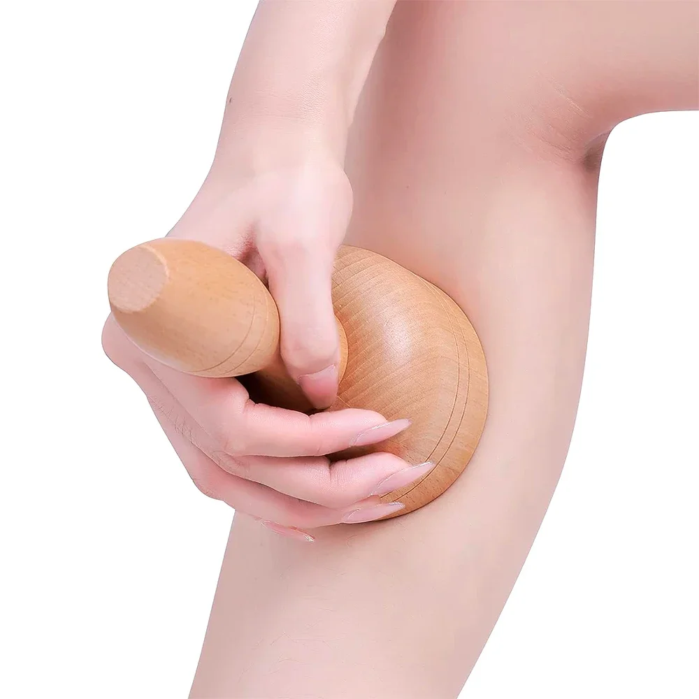 1Pcs Handhleld Wood Swedish Cup Body Sculpting Wooden Massager for Lympahtic Drainage, Anti-Cellulite, Muscle Pain Relief