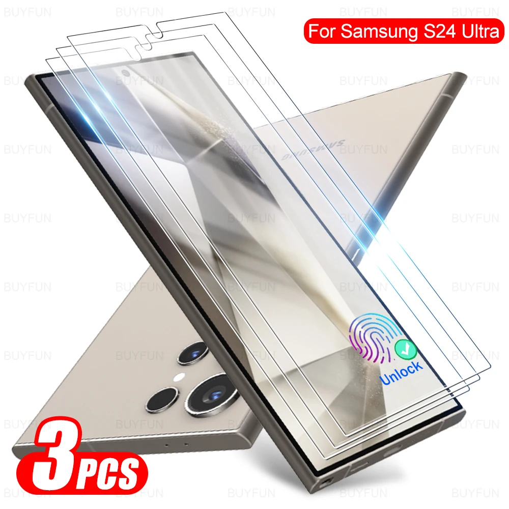 3Pcs Tempered Glass For Samsung Galaxy S24 Ultra Plus Case Sansung 24S S24+ Sansing Samsong Sumsung S24ultra Protective Cover