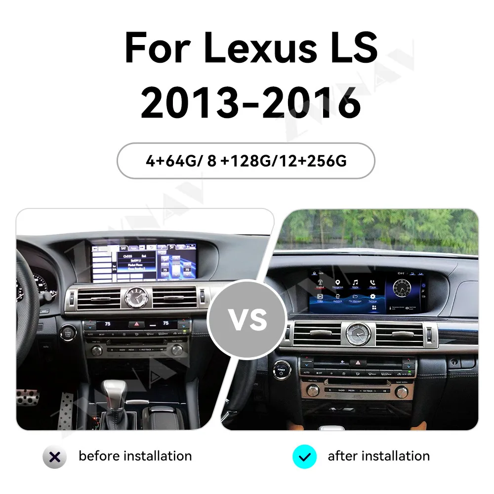 Android 14 Carplay Car Radio 12.3 inch Touch Screen For Lexus LS 2013-2016 Car GPS Navigation Multimedia Player Head Unit Auto
