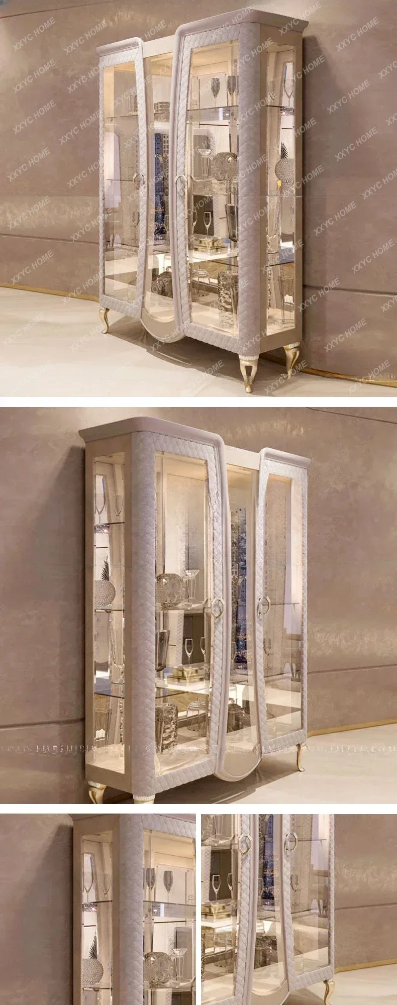 A Italian Minimalist Glass Door Display Wine Cabinet Hong Kong-Style Light Luxury Wine Rack Display Cabinet