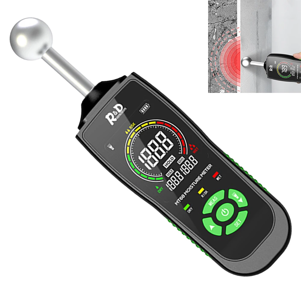 

Digital Pinless Moisture Meter Backlit LCD Screen Mold Detector 5-40mm Depth Moisture Tester for Walls Firewood Drywall Concrete