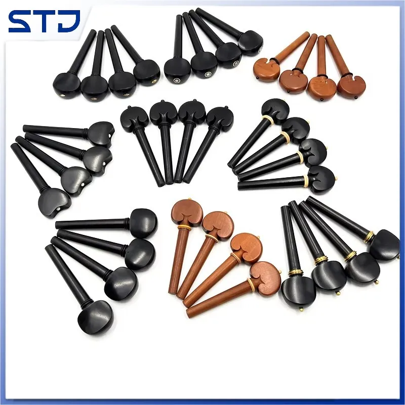 Different sizes 4pcs Cello Tuning Pegs 4/4 Size Jujube precious Wood/Ebony Material for Cello Accessories