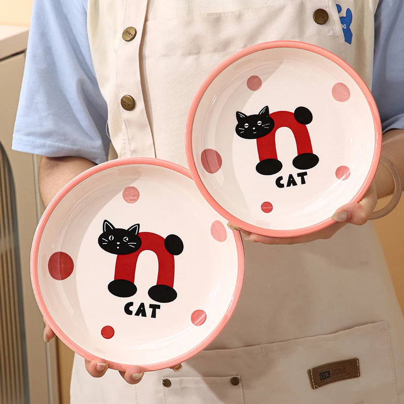 Cute Cartoon Ceramic Dish Home Use Rice Bowl Noodles Soup Bowl Fish Dish Dinnerware Underglaze Color Porcelain round Shape