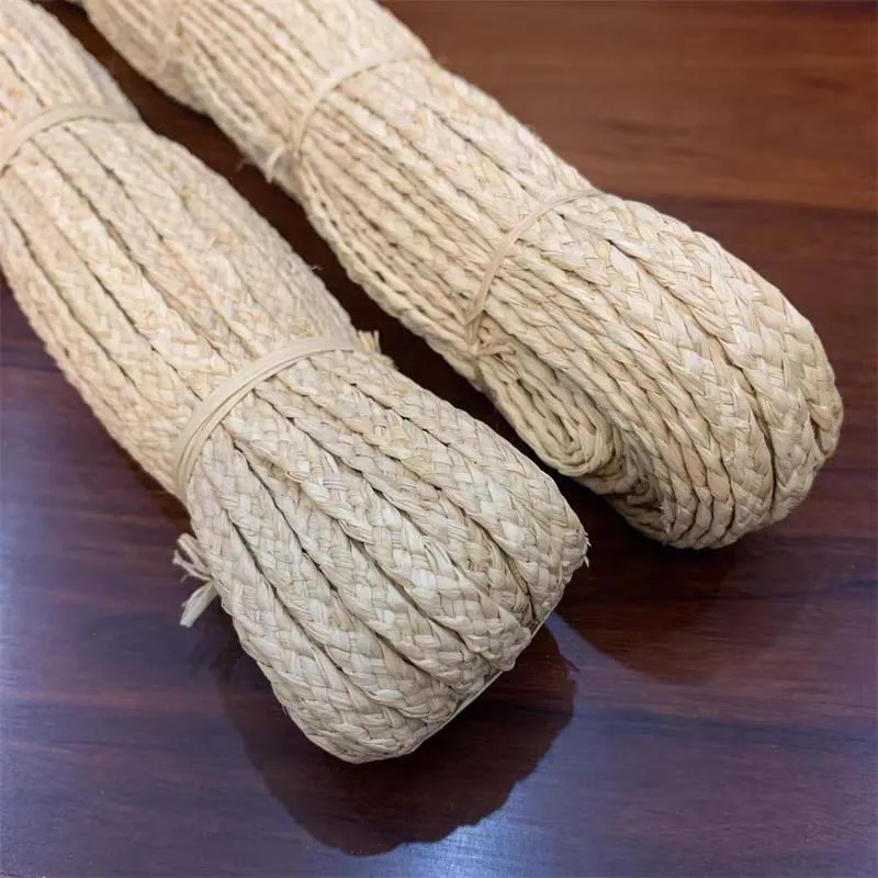 45 Meters 5-Strand Natural Raffia Braid Hand Woven Strip Plant Craft Raw Material for Home Basket Furniture Edge Binding Decor
