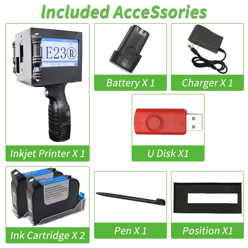 50 مللي متر يده النافثة للحبر بندقية مع 2 خرطوشة التجفيف السريع ل QR الباركود دفعة رقم الشعار تاريخ انتهاء الصلاحية آلة ترميز التسمية