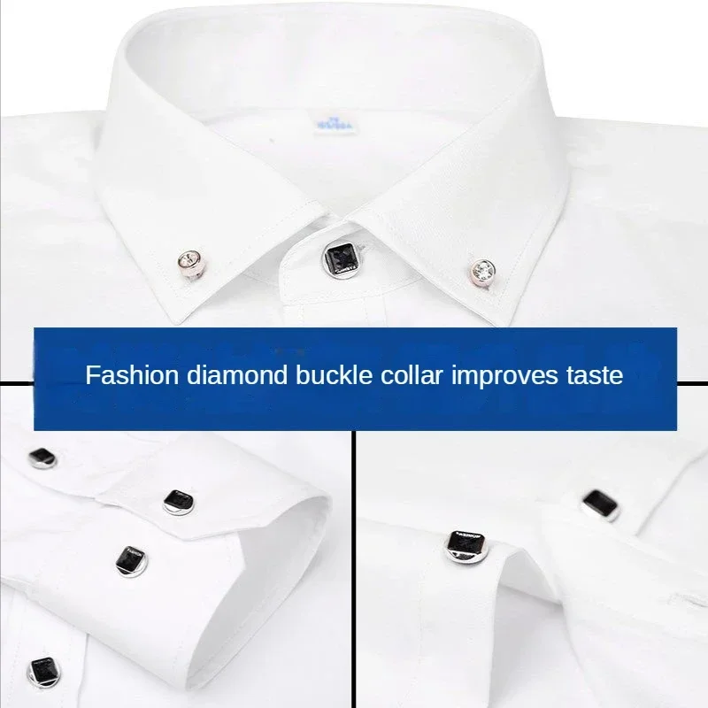 

Slim Fit Long Sleeve Male Shirt Korean Business Casual Formal Clothes White Shirt Men's Solid Thin Cotton Mens Fashion Clothing
