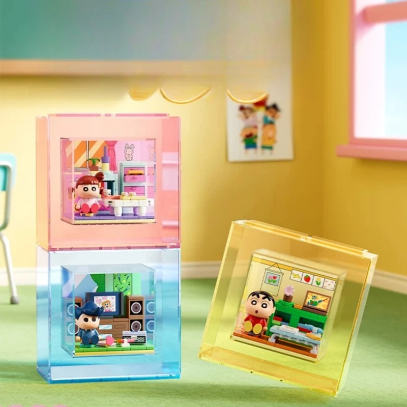 New Crayon Shin-chan Friends Daily Life Cool Magnetic Levitating Puzzle Stacking Blind Box Building Blocks Birthday Gift