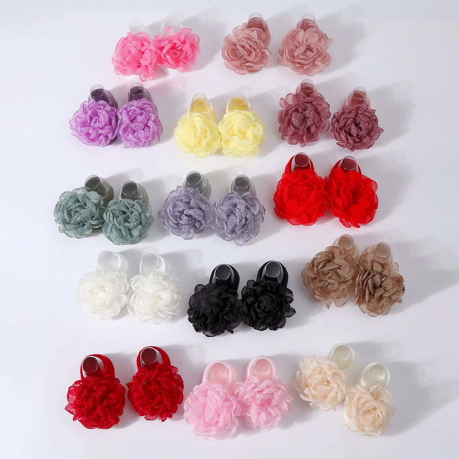 0-12M Newborn Infant Baby Girls Headband Socks Set Cute Flower Socks and Headbands Novel Baptism Clothing Accessory