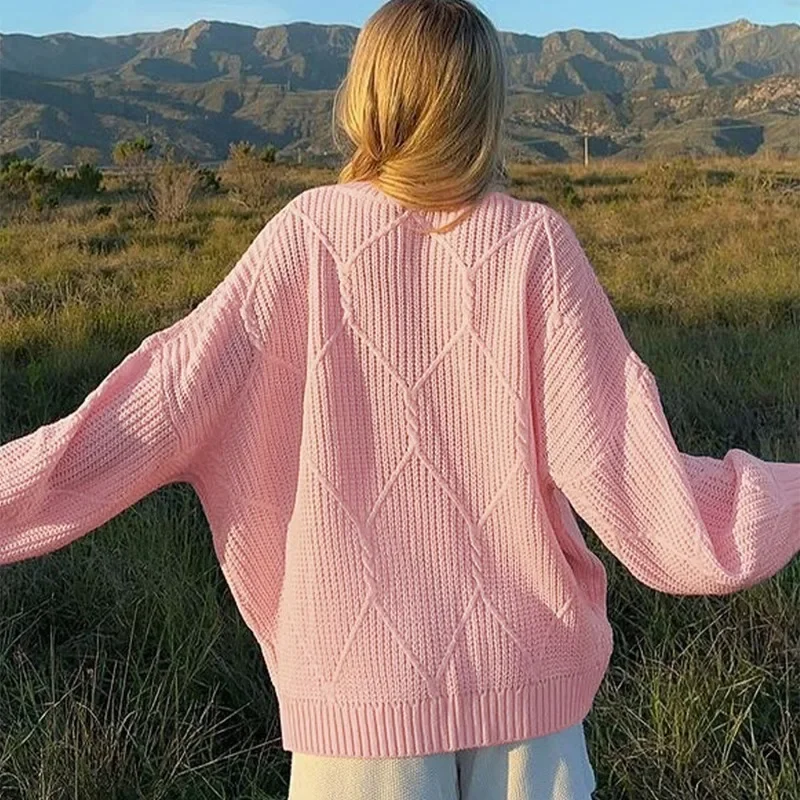 Suéter de punto para mujer, jersey liso con cuello redondo acanalado de manga larga, suéter de oficina a la moda, suéter informal holgado de otoño 2025