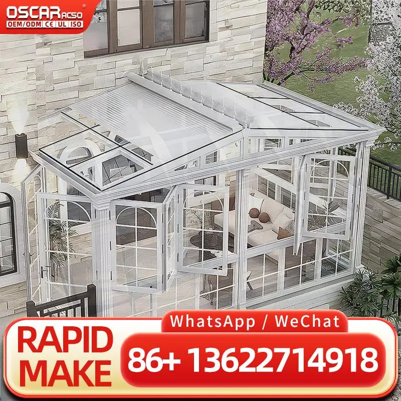 High Quality Low E Glass Free Standing Enclosed Solarium Four Seasons Winter Garden for Patio Balcony Backyard sunroom