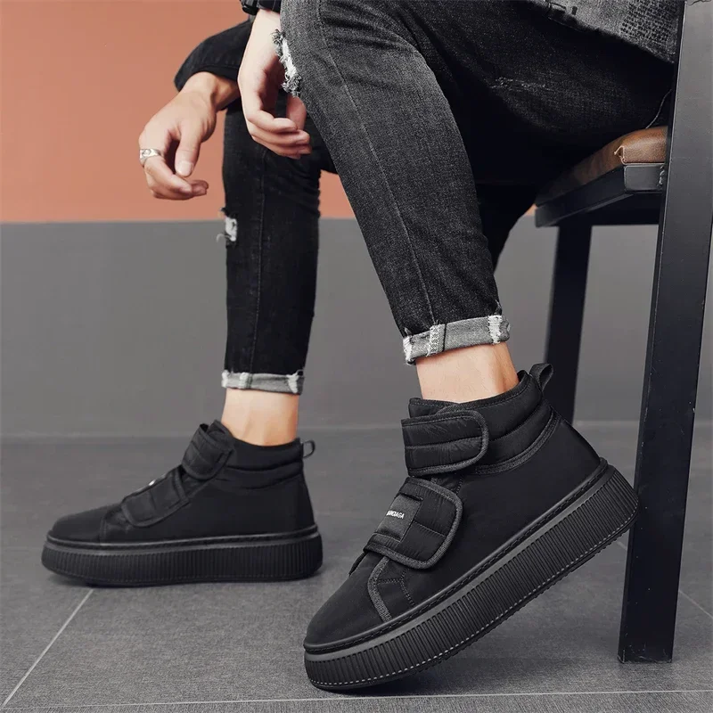 Winter New Men\'s Cotton Shoes Fashion Keep Warm Plus Velvet Platform Snow Boots for Men Outdoor Male Casual High Top Sneakers