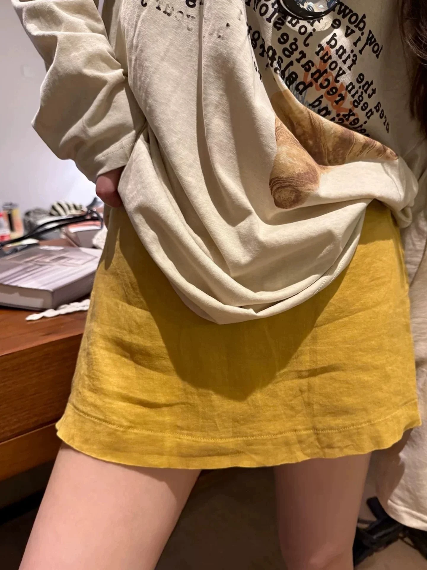 Red Cotton Linen Asymmetrical A-Line  Skirt Women's Summer Fashionable Design Double Side Slit Short Skirt High Waist Ela...