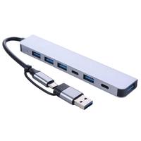1 To 7 Type-c Expansion Dock Hub Multi Interface Multifunctional 7-in-1 USB Splitter Grey Splitter Type-C Docking Station