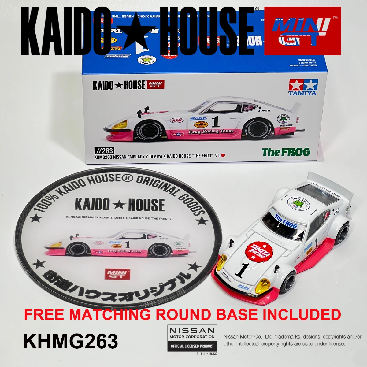 Kaido House KHMG263 KHMG208 1:64 Fairlady Z Tamiya The Frog V1 Wit Roze Open Kap Widebody JDM Diecast Modelauto Op Voorraad