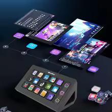 Stream Deck Visual LCD Button 15 Keys Live Content Creation Controller Customizable Keyboard for Windows/MacOS/Android/iOS