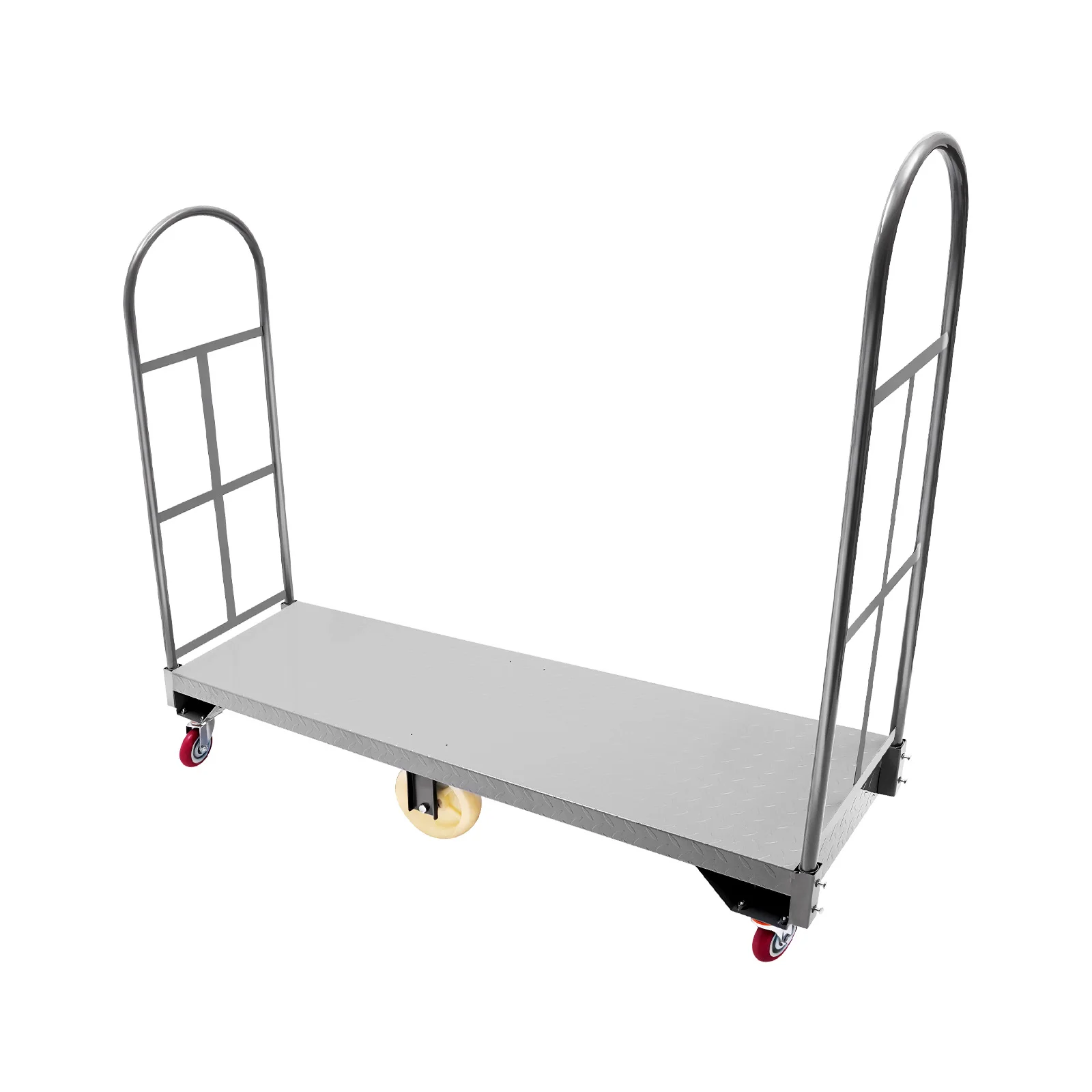 

6-колесный грузовик Dolly Hand Trucks Платформа для грузовика с 2 фиксированными и 4 поворотными роликами, нагрузка 2000 фунтов с нескользящей поверхностью