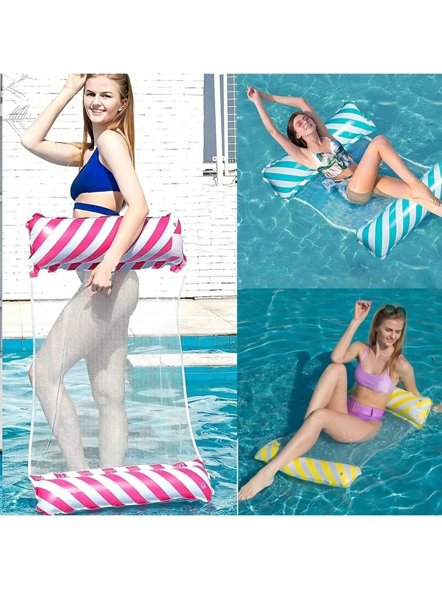 1pc PVC Foldable Floating Water Hammock Float Lounger Inflatable Pool mat Floating Bed Chair Swimming air mattress Pool
