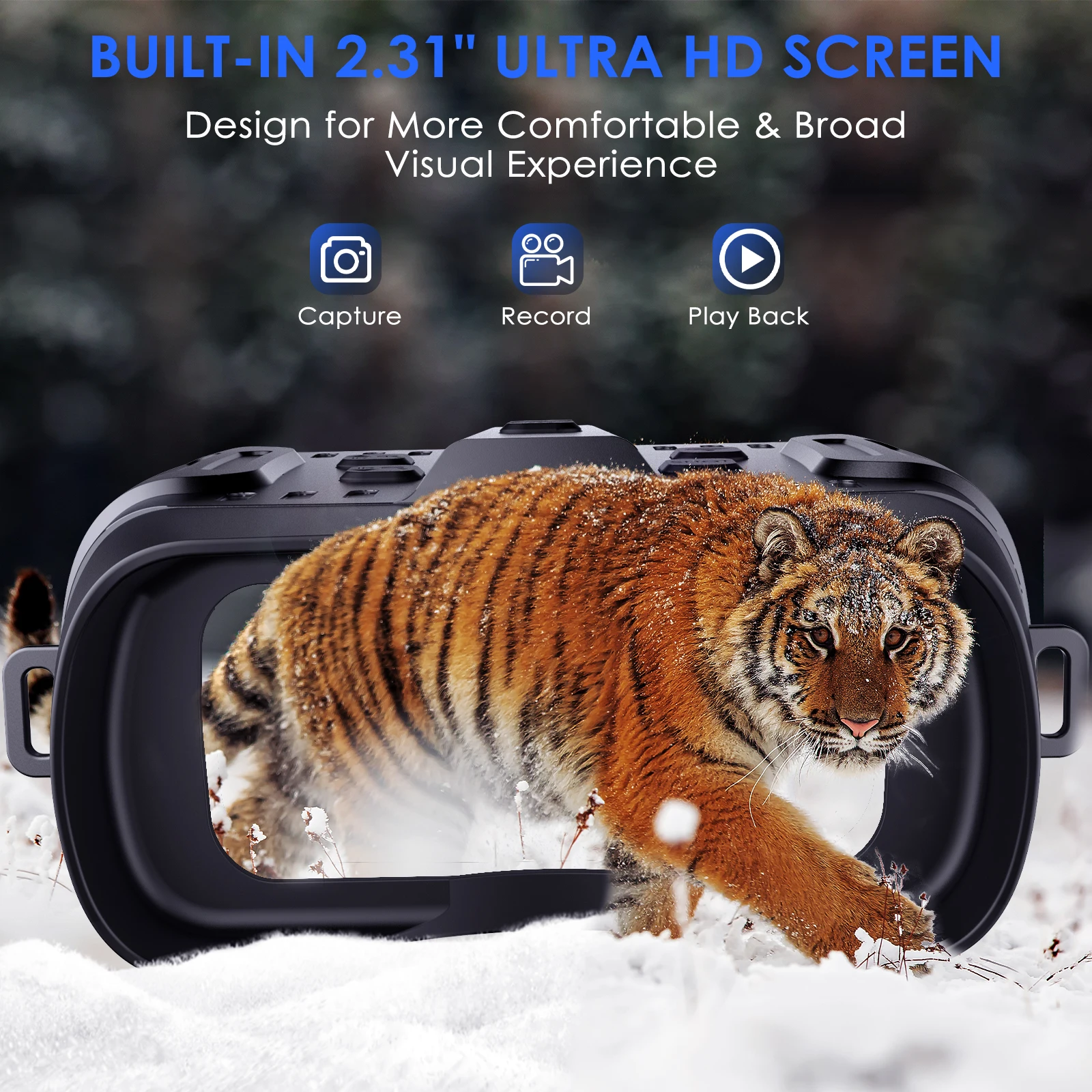 Binoculares de visión nocturna con Zoom Digital 4X, gafas infrarrojas de 7 niveles, telescopio con pantalla de 2,3 ", 300 metros para caza, Camping y navegación