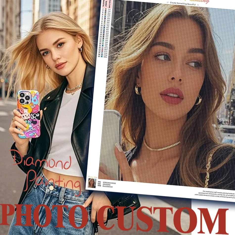 

Алмазная мозаика DIY с Микки Маусом: персонализированный портрет, фото на заказ, девочка, делающая селфи, декор для стен, подарок