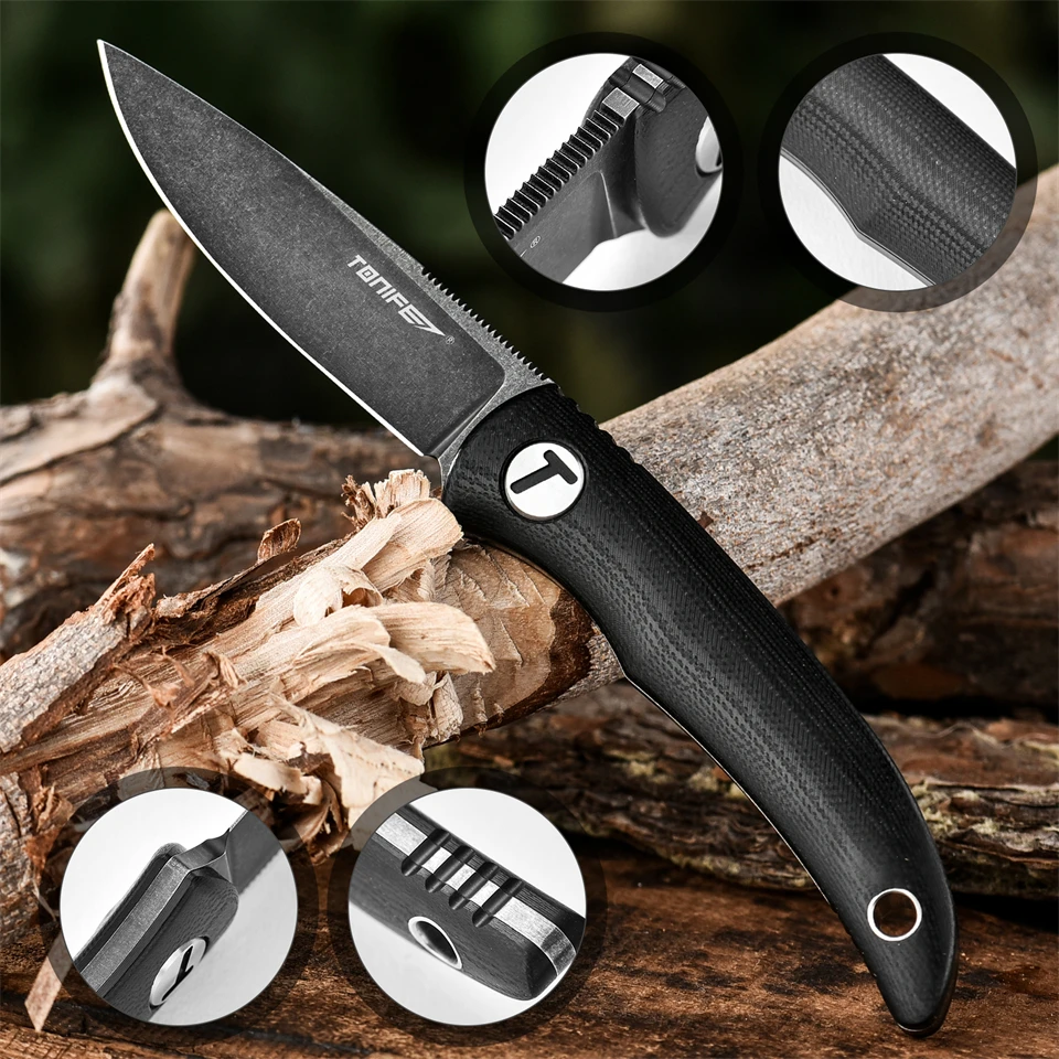 

TONIFE Camping Knife Hunting Knives Fixed Blade Straight Knife Fixed Blade Tactical Knife with Sheath Full Tang EDC Multi Tools