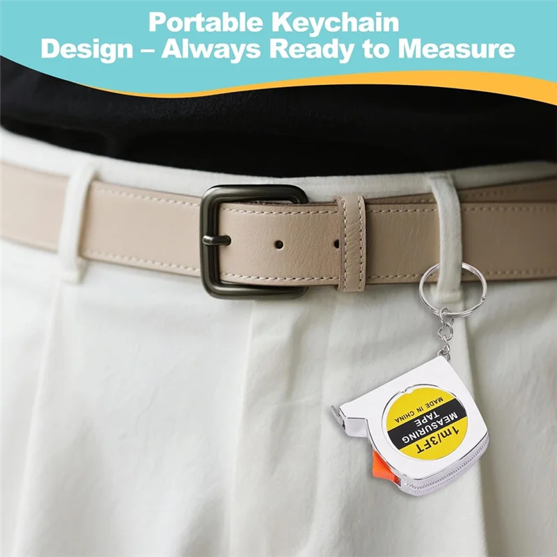 A25F-100 Pcs Mini Tape Measure Keychains, 1.5 Inch Retractable Measuring Tapes With Slide Lock, 1M/3Ft Ruler Key Rings Favors