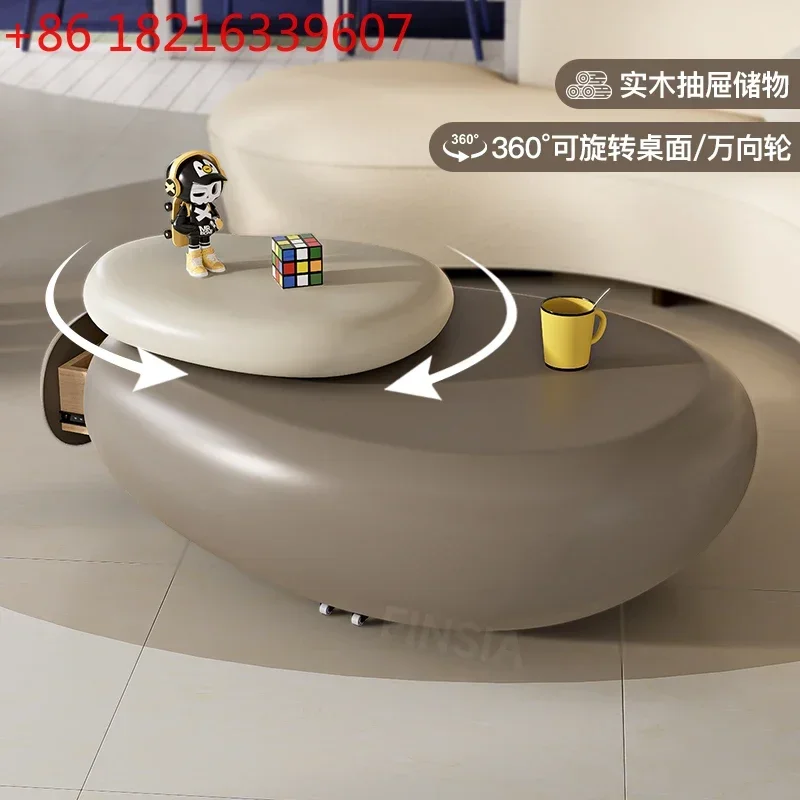 Movable rotating living room light luxury high sense cream style modern