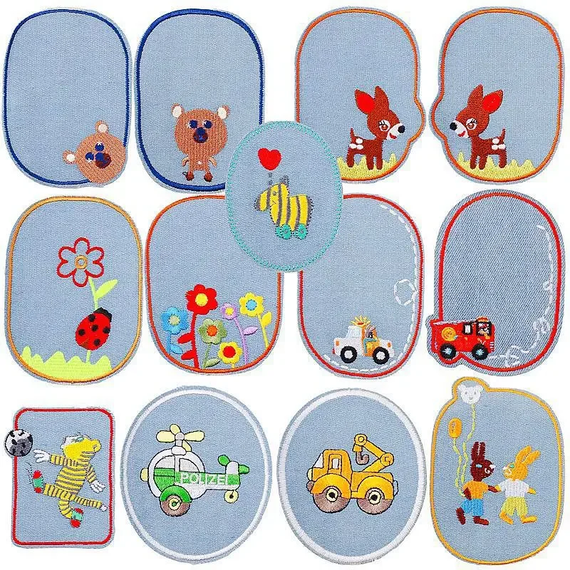 Sewing Repair Elbow Knee Patches Iron On Patch Clothing appliques Sticker DIY Jeans Stripes Embroidered Badge Children Patches