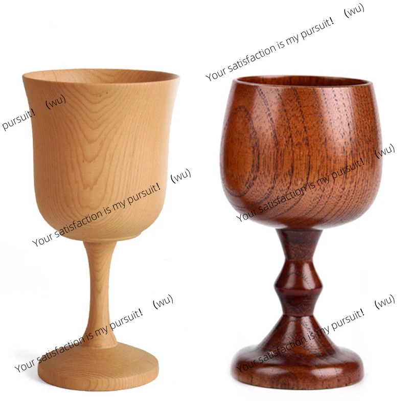 Handmade wooden goblets, classical wine glasses, kitchen drink utensils