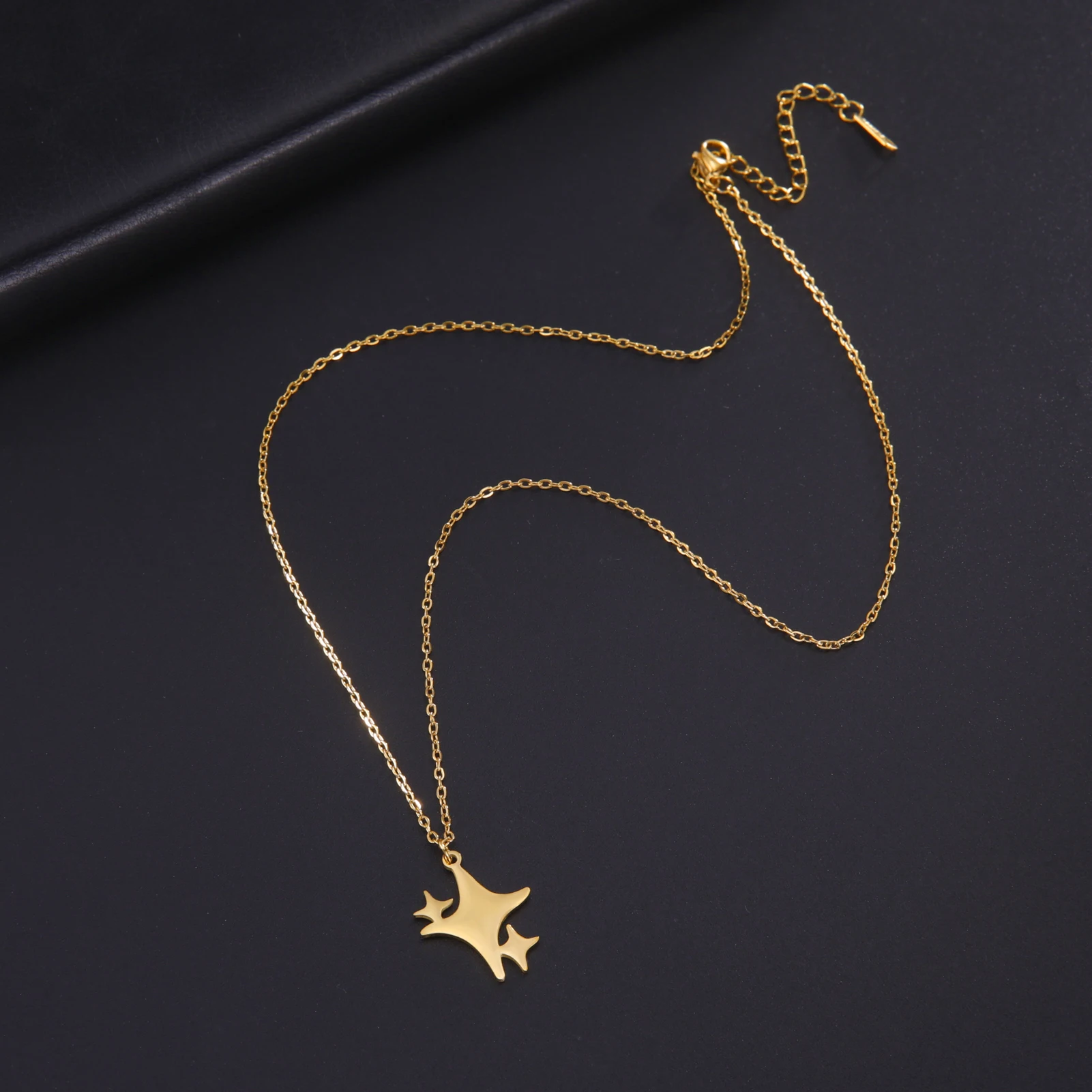 KKjoy Stern-Anhänger-Halskette für Damen, silberfarben, Edelstahlperlen, Doppelketten-Halsbänder, minimalistischer Schmuck, Accessoires, neu – Detail 17