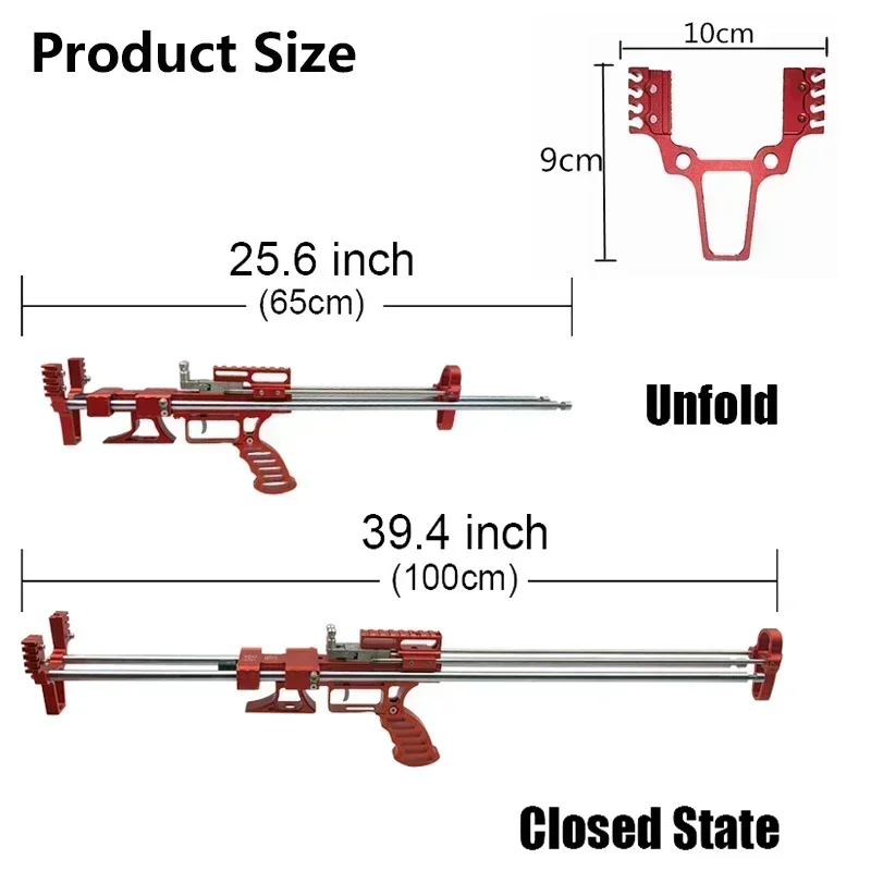 Laser Aiming Long Pole Telescopic Slingshot 80 Pound Powerful Metal Catapult Outdoor Hunting Shooting Practice Package