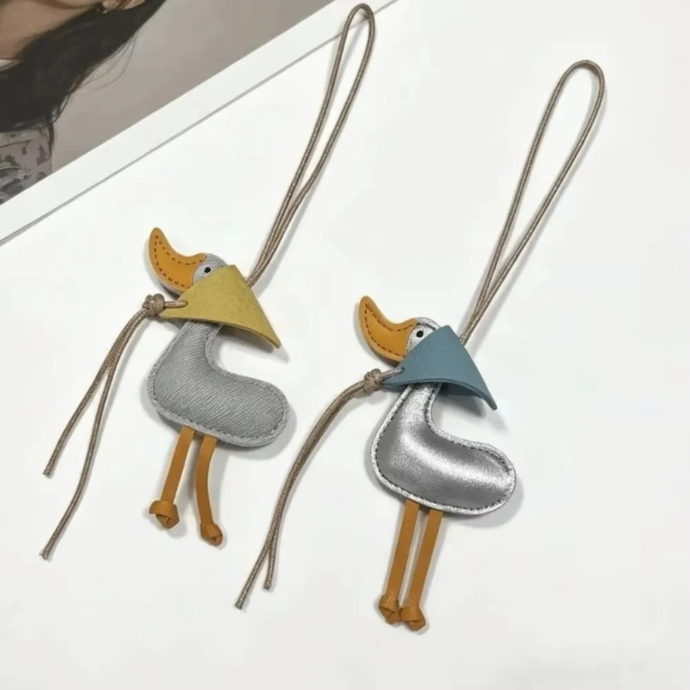 New PU Leather Duck Keychain Hanging Rope Cute Style Cartoon Keyring Scarf Duck Shape Colorful Car Keyring Gift for Couples