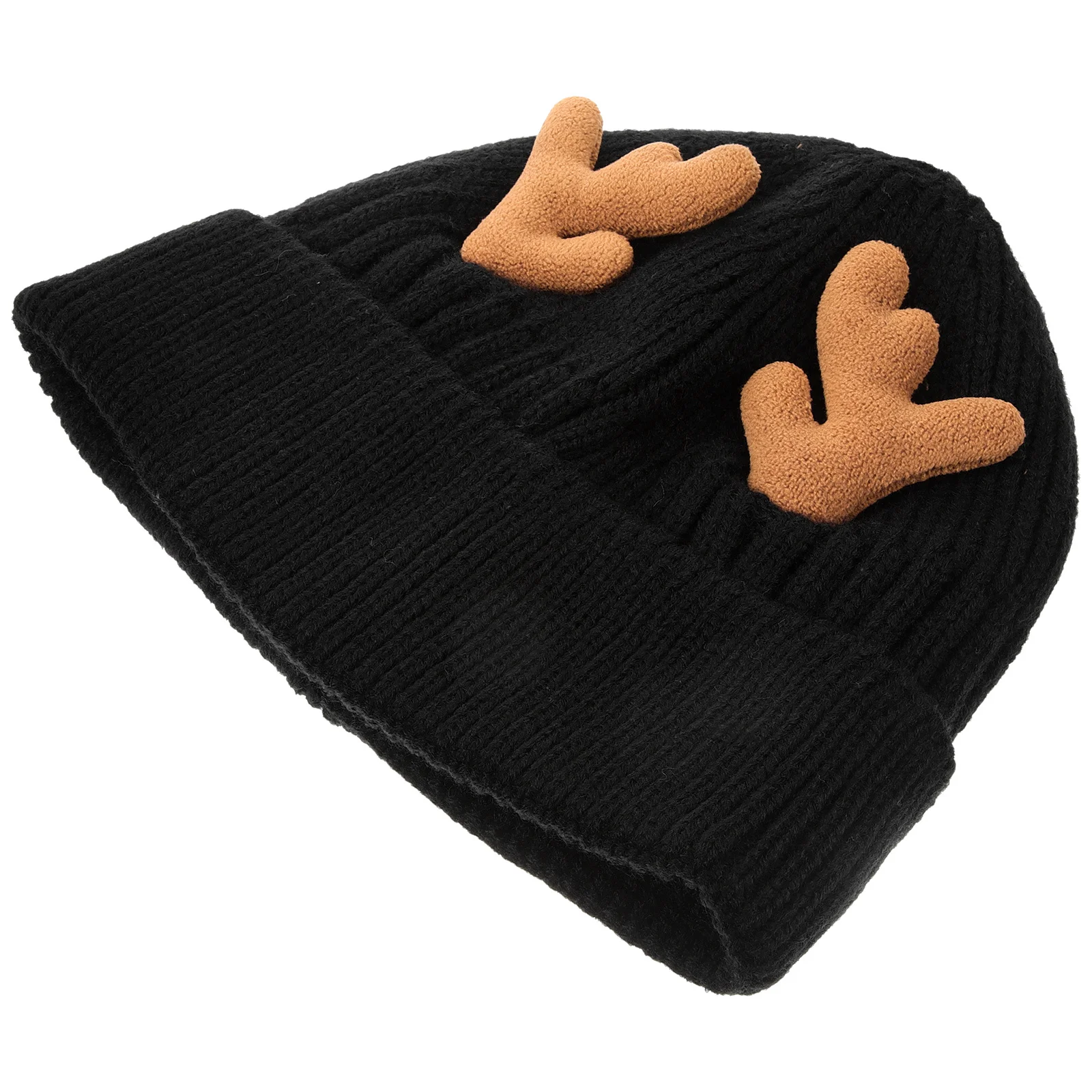 

1pc Christmas Antlers Knit Cap Winter Warm Hat For Outdoor Indoor Lightweight One Size Polyacrylonitrile Fiber