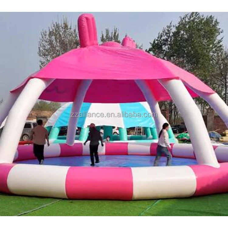 Factory Hot Sale Inflatable Swimming Pool with Tent Outside Water Park Games Pvc Water Pool