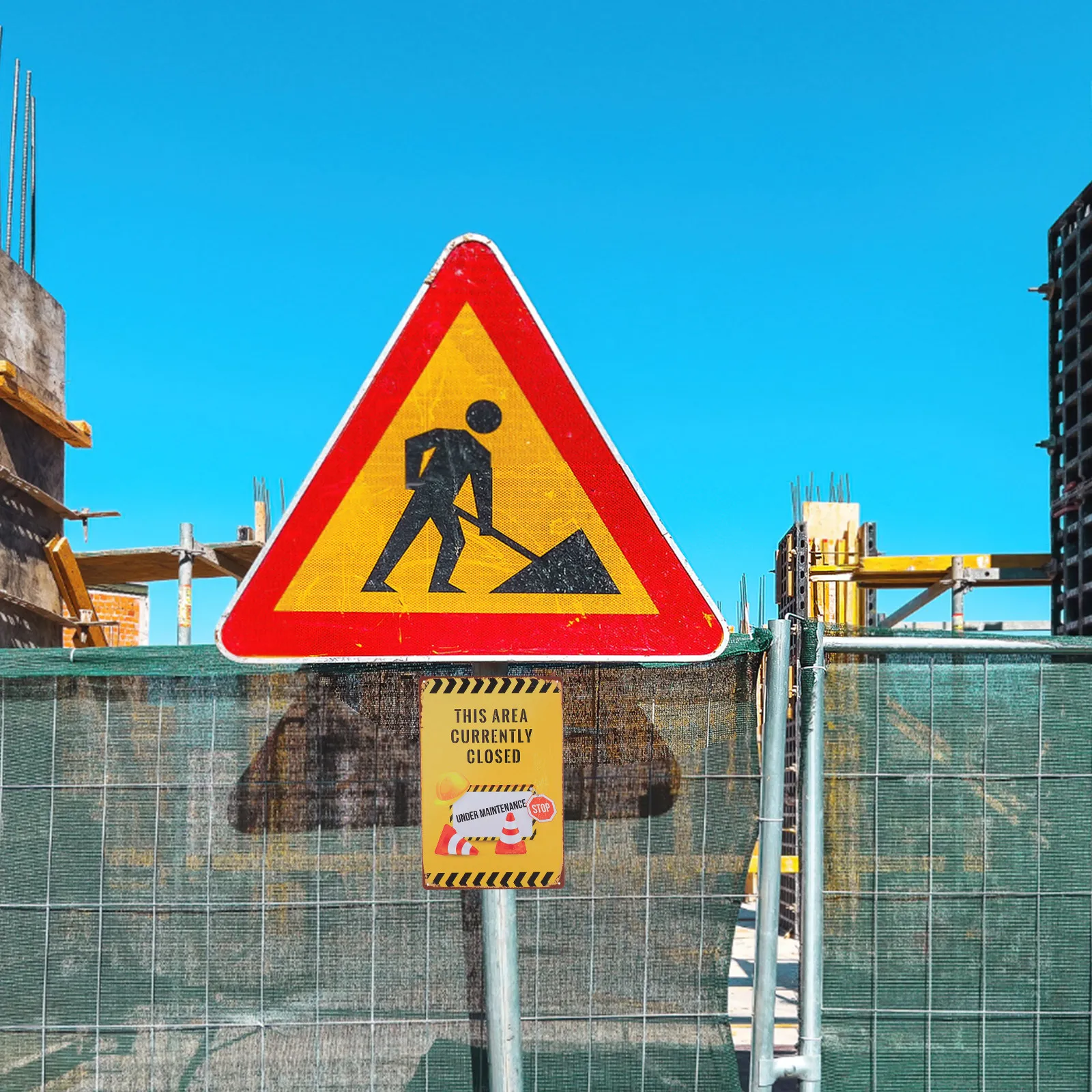 2Pcs Closed for Maintenance Traffic Warning Signs Weatherproof Safety Signs for Public Parks Schools Warning Sign