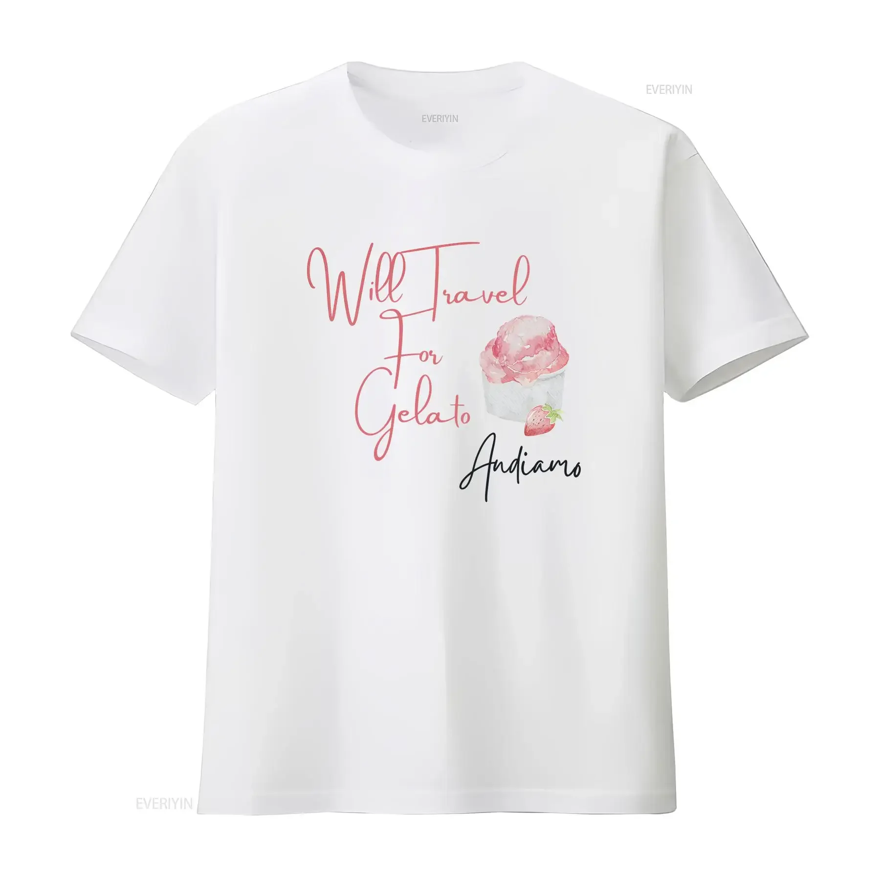 Will Travel For Gelato Andiamo Funny T Shirt Italy Vibes European Vacation Summer Cute Ciao Themed vintage Washed Versatile