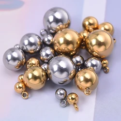 5/10/20/30pcs/Lot Stereoscopic Round Ball 3/4/5/6/8/10mm Stainless Steel Charms For Jewelry Making Bulk Wholesale Smooth Pendant