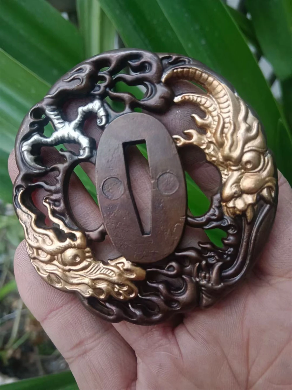Copper Brass Gilding &Silver Dragon Tsuba Japanese Katana/Wakizashi/Tanto Sword Fittings