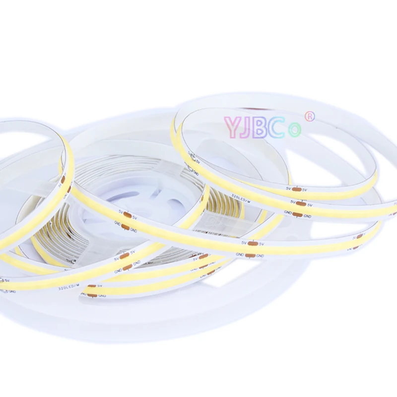 

12V 24V 5M single color COB LED Strip 320LEDs White/Warm white/Natural White/Blue/Red/Green FCOB Flexible Light Tape 8mm PCB