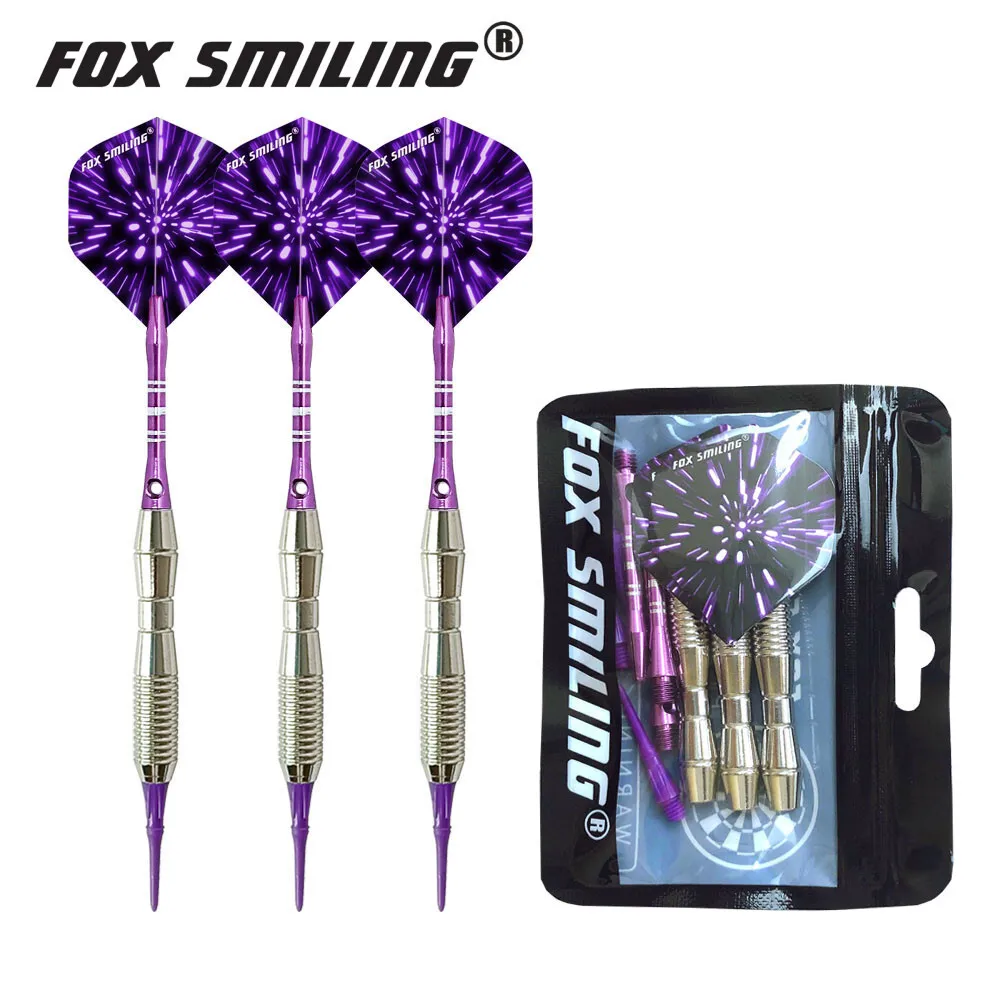 Fox Smiling 3PCS 18g Professional Iron Soft Tip Darts With Aluminum Shaft Silver Colorful Blue Red Green Yellow