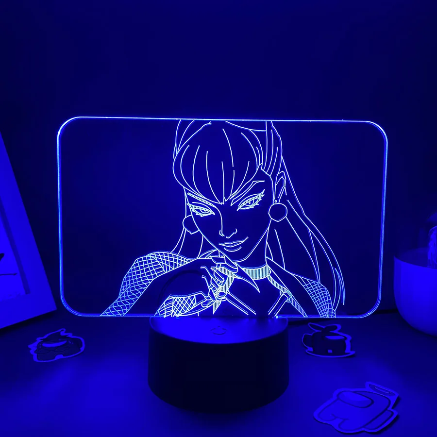 Luces Led de noche de neón 3D de Game League of Legends, decoración de mesa de dormitorio, lámpara de Lava LOL, regalo para amigos y niños, Evelynn