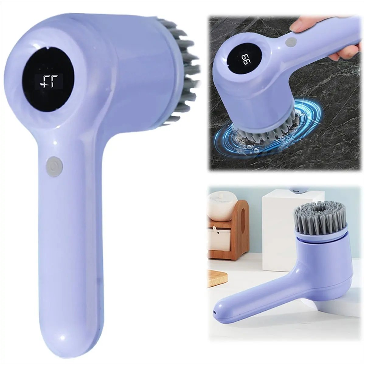 DT81 Electric Scrubber with 5 Brush Heads Dish Scrubber Brush Bathroom Scrubber for Kitchen Sink Bathroom Shower Tile Purple
